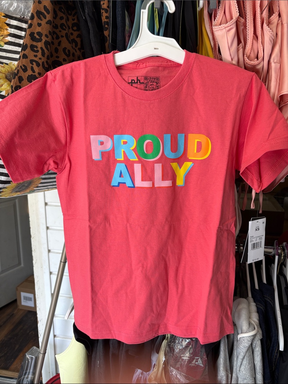 5/$10 Proud Ally Graphic Tee - Coral Pink